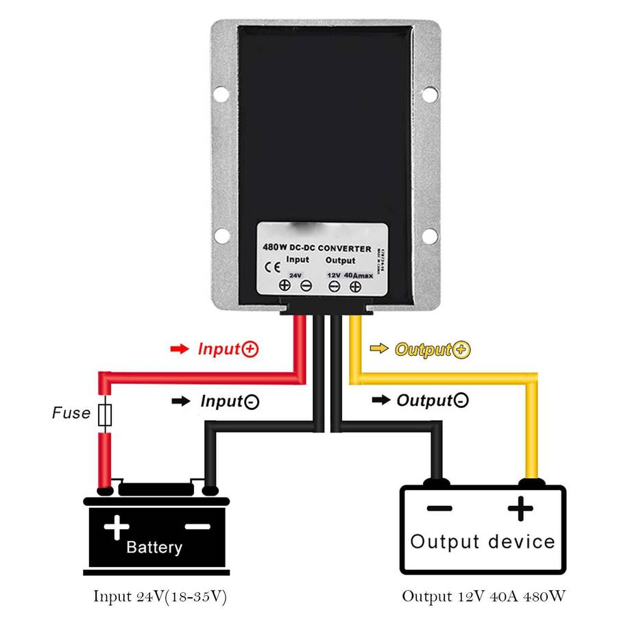40A 480W Step Down DC 18V to 12V Voltage Regulator Converter For Ridgid Battery