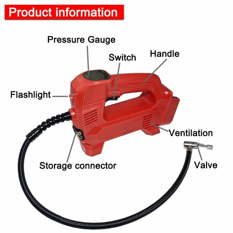 Cordless Air Pump Inflator for Milwaukee Li-ion Battery Air Compressor for Car