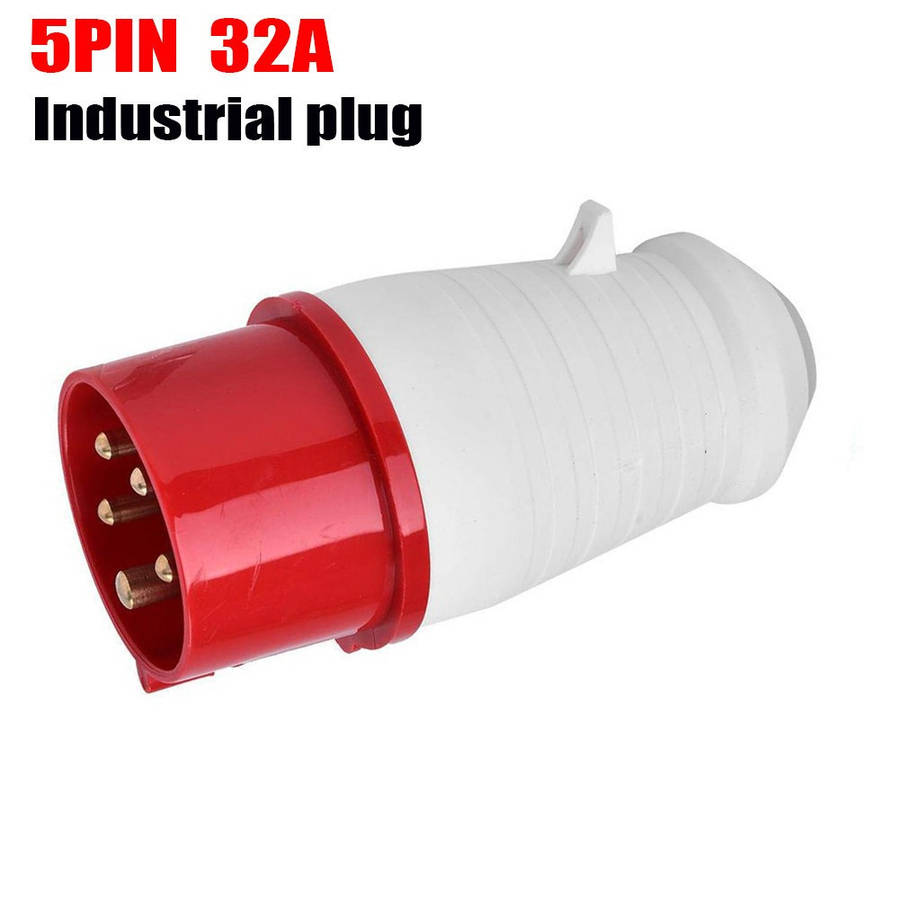 High Power 32A 5 PIN RED 3 PHASE Industrial Plug+Socket 415V Wall Mountable