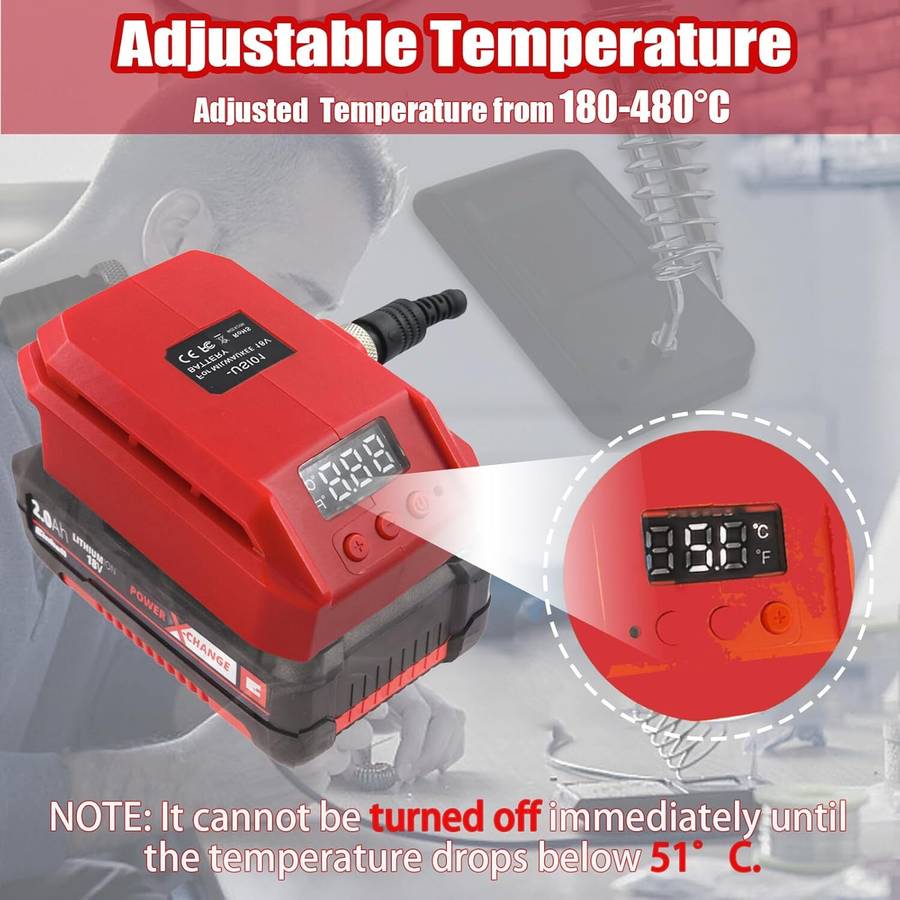 Cordless 60W Electric Cordless Soldering Iron LCD Welding Tool For Einhell 18V