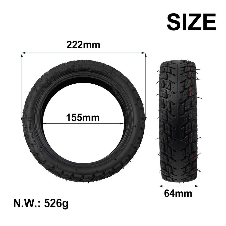 8 1/2*2 Electric Scooter Tire 50/75-6.1 Off-road Tubeless Tyre For