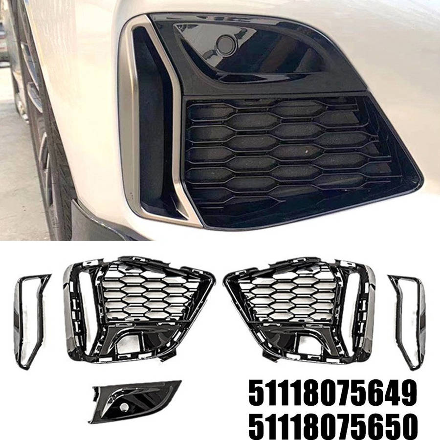 Pair Front Bumper Grille Black Trim For BMW 3' For G20 G21 M340i 51118075649