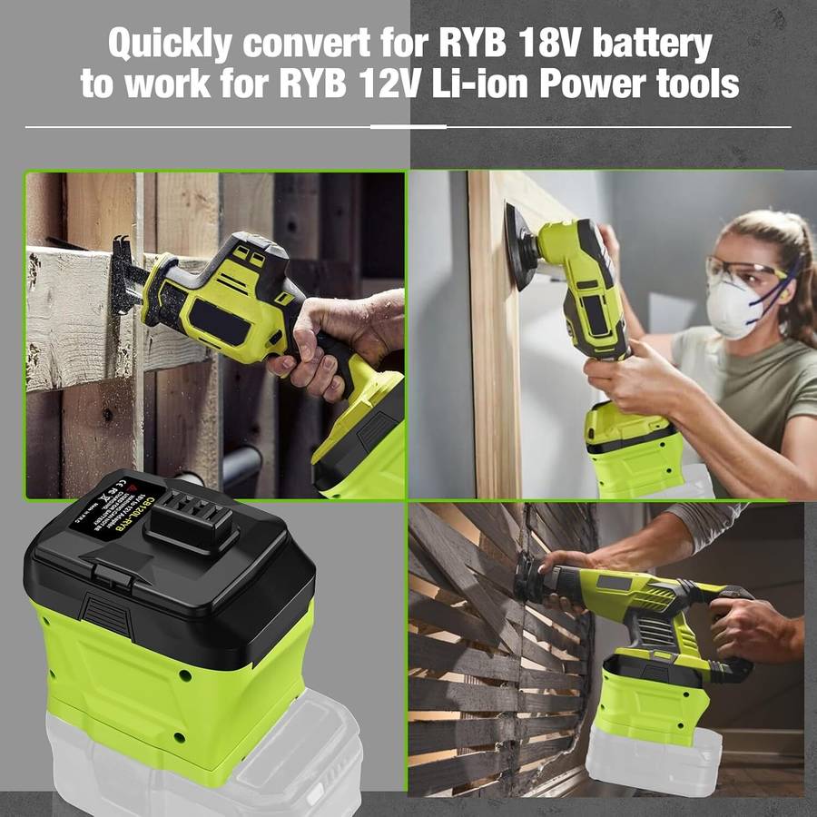Battery Adapter for Ryobi 18V Li-ion Battery Convert to for Ryobi 12V Power tool