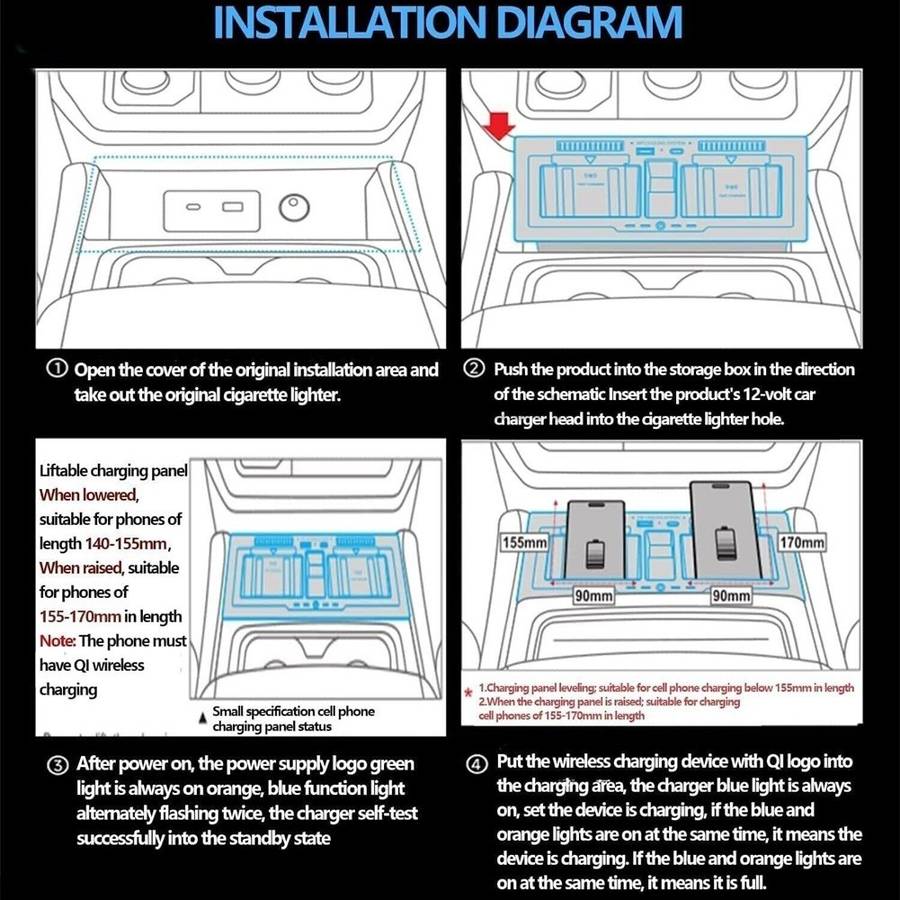 Car Wireless/Fast Charger/ Tray Pad For Land Rover For Defender 90 110 2020-2023
