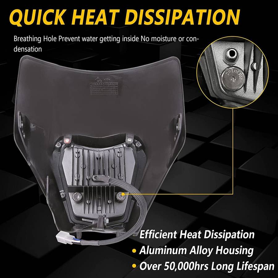 For KTM 250 350 450 500 690 Black Fairing Mask with Headlight High Low Beam DRL