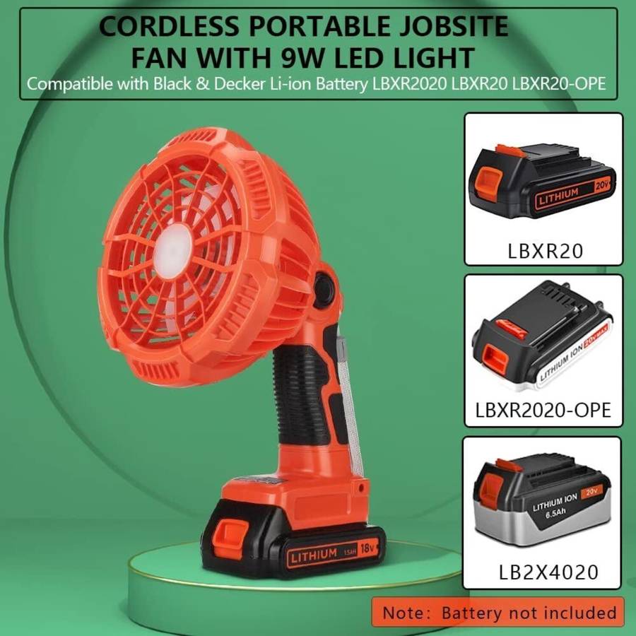 Portable Camping Fan for Black & Decker 20V Battery Outdoor Jobsite Fan Cordless