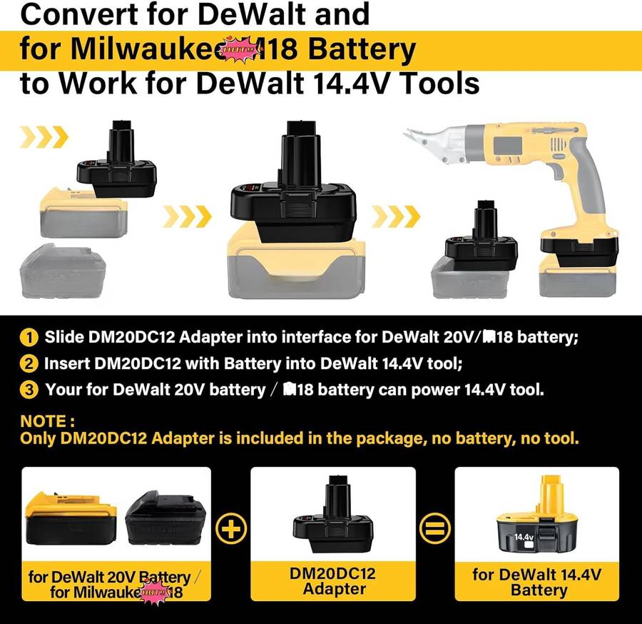Adapter for Dewalt for Milwaukee 18V Battery Converter to for Dewalt 12V tools
