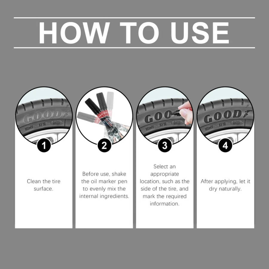 Tire Permanent Paint Marker Pen Car Tyre Rubber Universal Waterproof Oil Based
