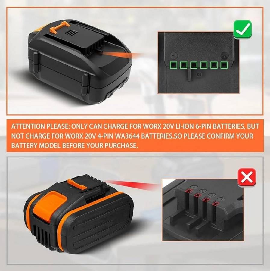 Battery Adapter For Worx 6pin with 6FT Jumper Cable Clamp Battery Jumper Starter