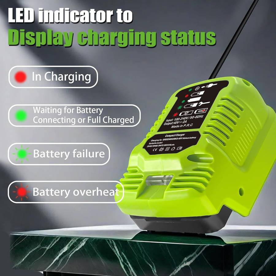 Fast Battery Charger for Greenworks 40V Battery Mini Charger Station with LED