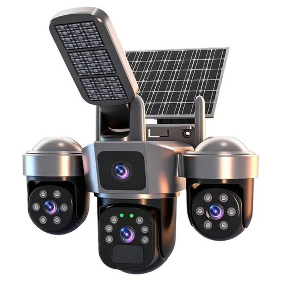 Solar Battery Wireless WiFi Outdoor Pan/Tilt Home Security Camera 9MP HD w/ 32GB