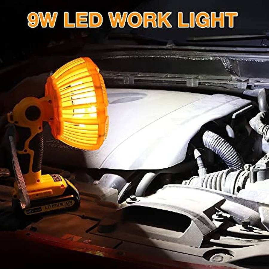 Portable Fan for Dewalt 20V Li-ion Battery with 9W LED Light Jobsite Fan Camping