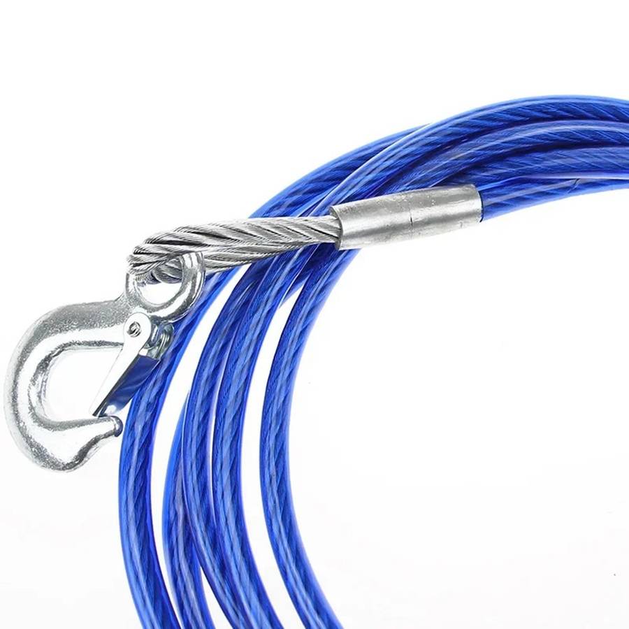 Rubber Coated Tow Recovery Hook Rope 5 Ton 4Meter Heavy Duty Steel Wire Cable