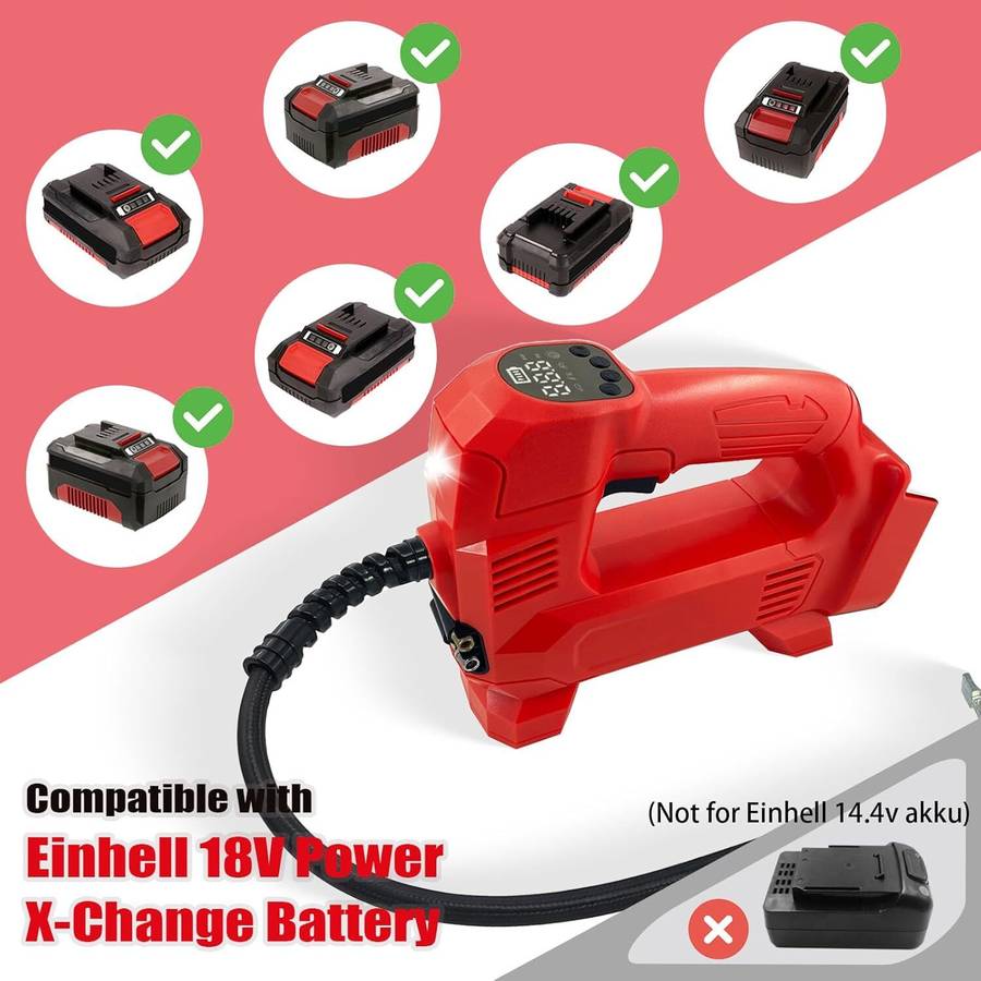 Electric Air Pump for Einhell 18V Battery Cordless Air Inflator with LED Light