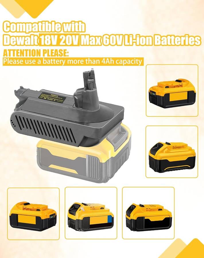 Adapter for Dewalt 20V Li-ion Battery Convert to for Dyson V10 Vacuum Cleaner