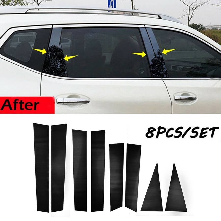 8pcs Car Door Trim Black Pillar Post Fit For Nissan X-Trail 2014 2015 2016