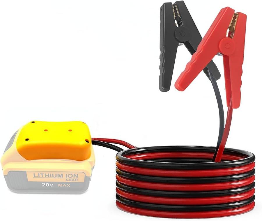 6FT Jumper Cable Clamps For DeWalt 20V Battery Jumper Starter 12AWG Cable