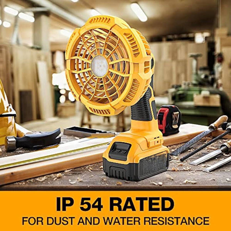 Portable Fan for Dewalt 20V Li-ion Battery with 9W LED Light Jobsite Fan Camping