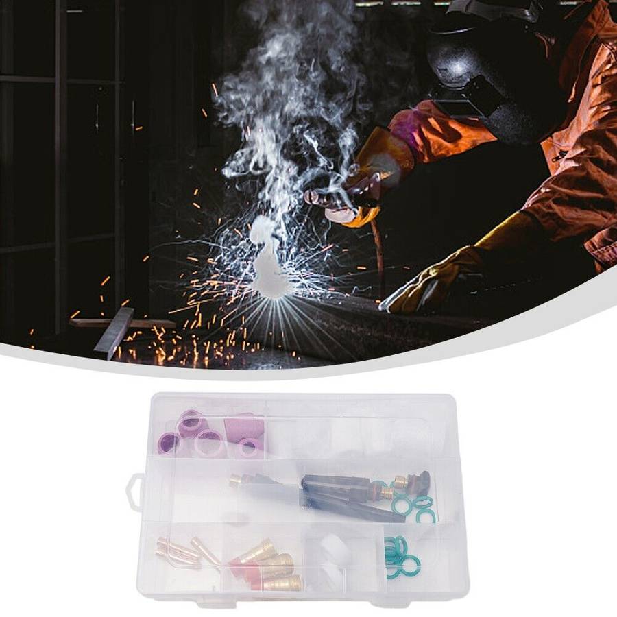 31PCS TIG Welding Torch Gas Lens Nozzles Tungsten Electrode Kit For WP17/18/26