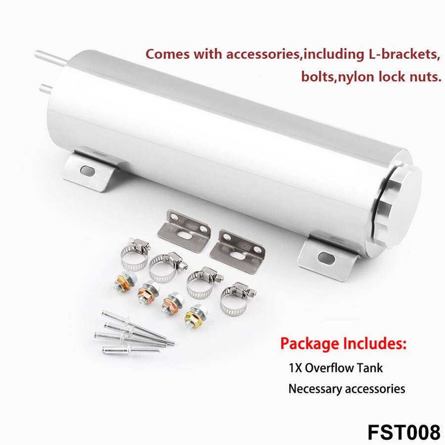 3" x 10" Polished Stainless Steel 32 oz Radiator Overflow Tank with Bottle Tank