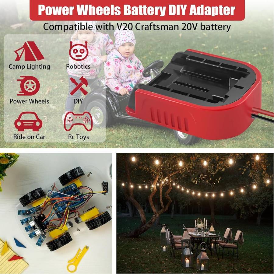 14AWG for Power Wheel Adapter for Craftsman 20V Li-ion Battery Switch & Fuses
