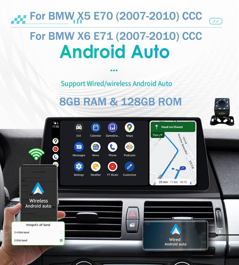 10.33"Android 12 CarPlay 8+128GB For BMW X5 X6 E70 E71 CCC Car GPS Headunit WiFi