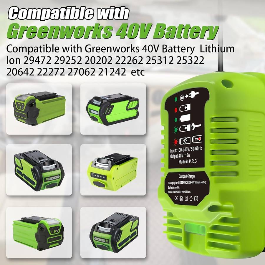 Fast Battery Charger for Greenworks 40V Battery Mini Charger Station with LED