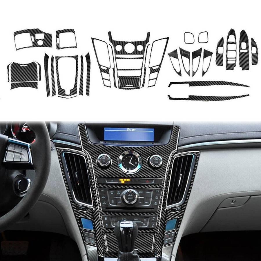 31Pcs Carbon-Fiber Full Interior Decorative Cover Trim For CTS 2008-13