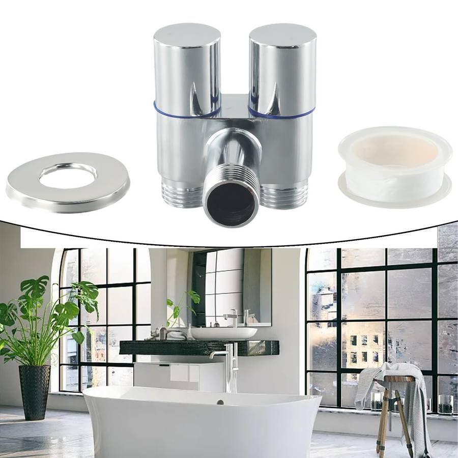 G1/2 1 In 2 Out Dual Control Washing Machine Faucet Toilet Triangle Valve