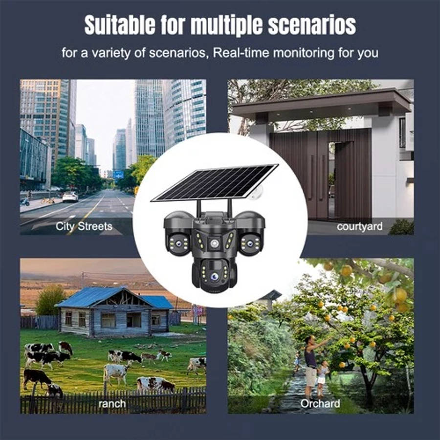 Solar Battery Powered Wireless WiFi Outdoor Pan/Tilt Home Security Camera System
