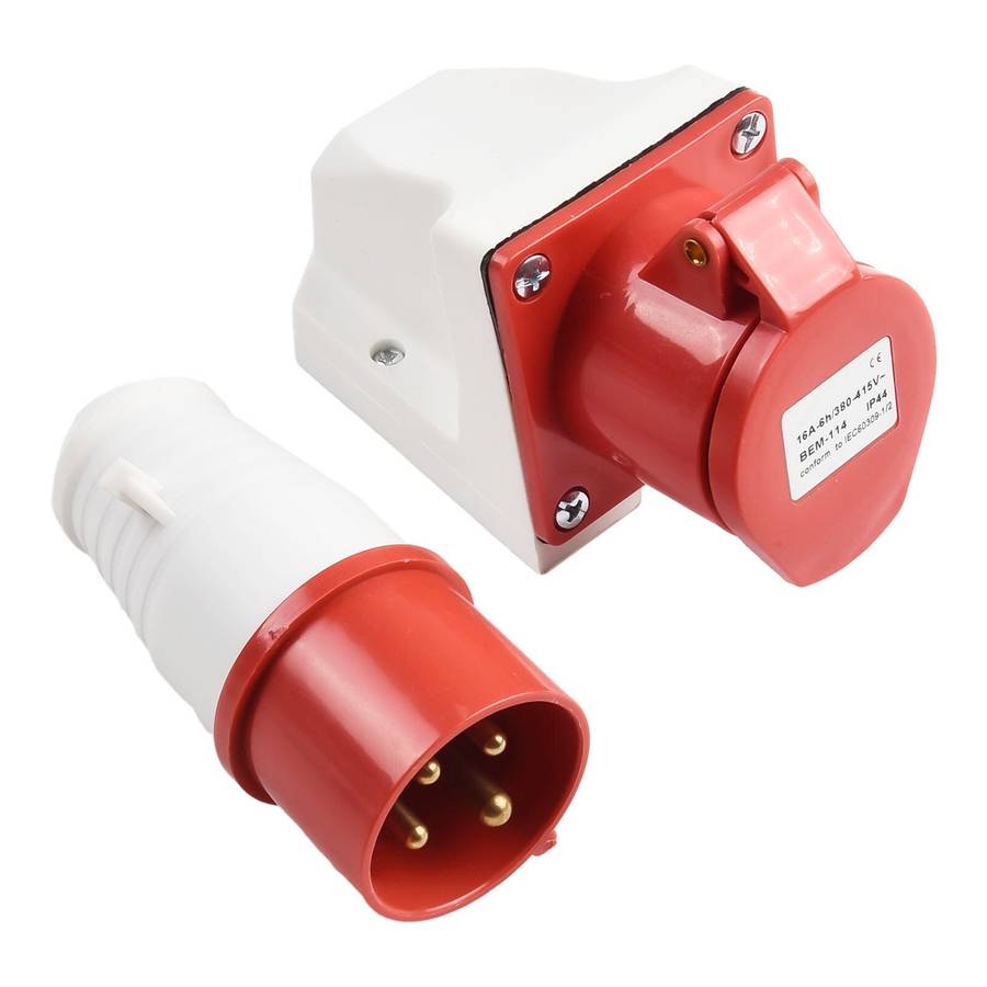 380~415V Industrial Plug And Socket 4core 4P 16A Electrical Connector IP44