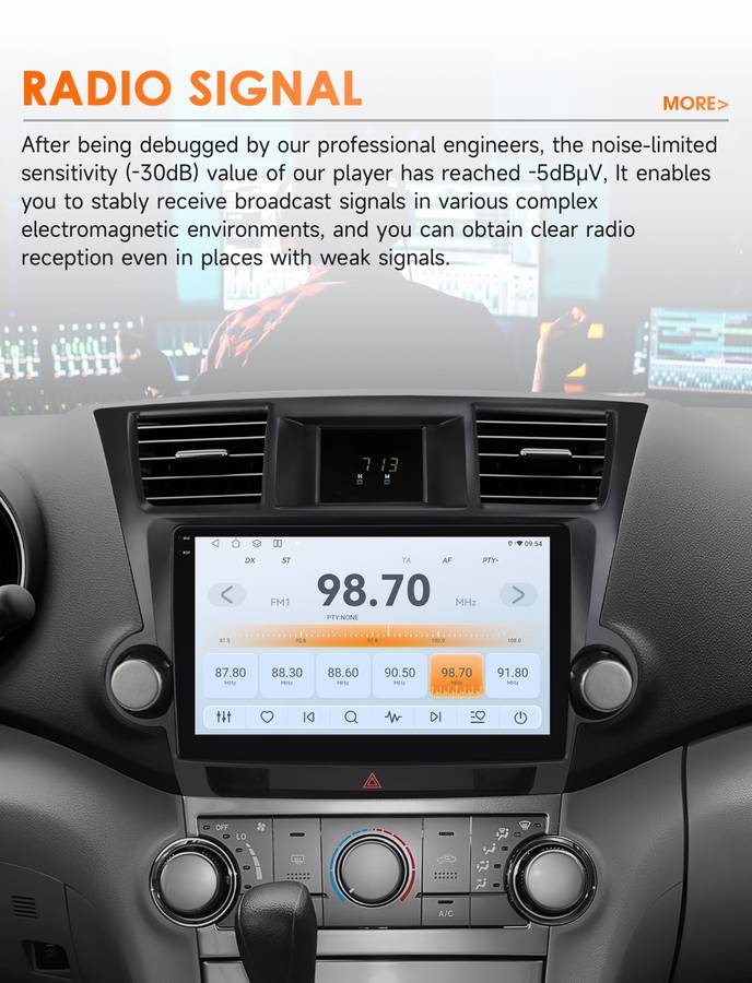 10"Android 14 For Toyota Highlander 2007-2013 Car Stereo Radio 8Core GPS CarPlay