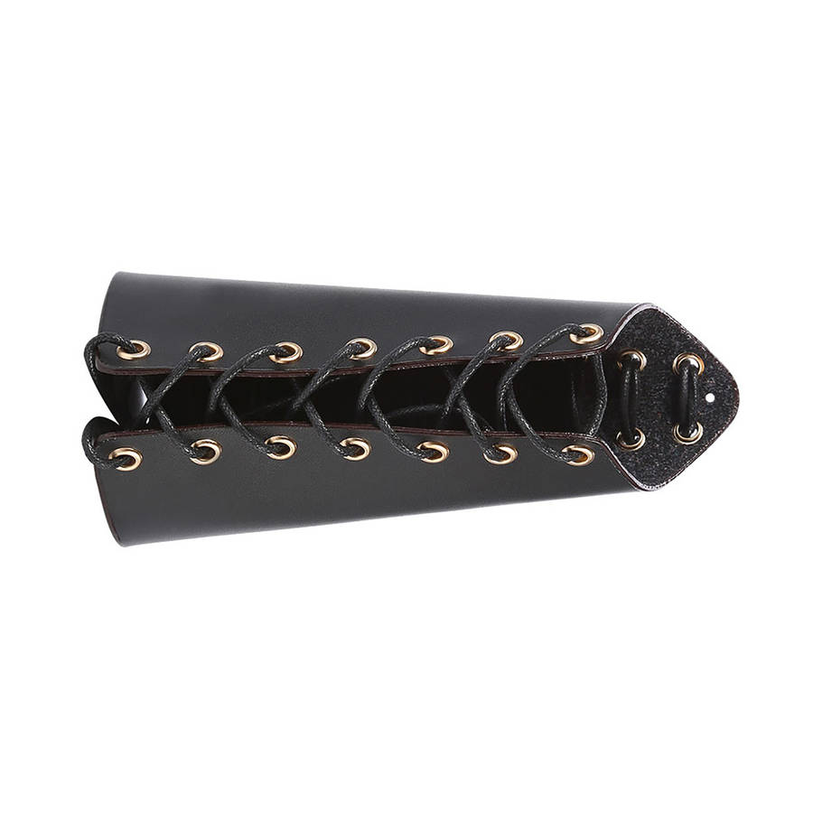 Black)1Pc Archery Arm Guard Bracer Hunting Shooting Lace Up Leather Armguar