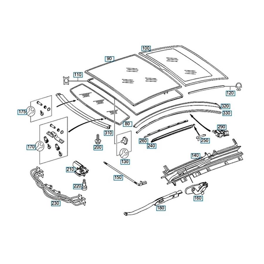 Premium Front Sunroof Cable Set For Mercedes C W203 Coupe Improved Heat Sink