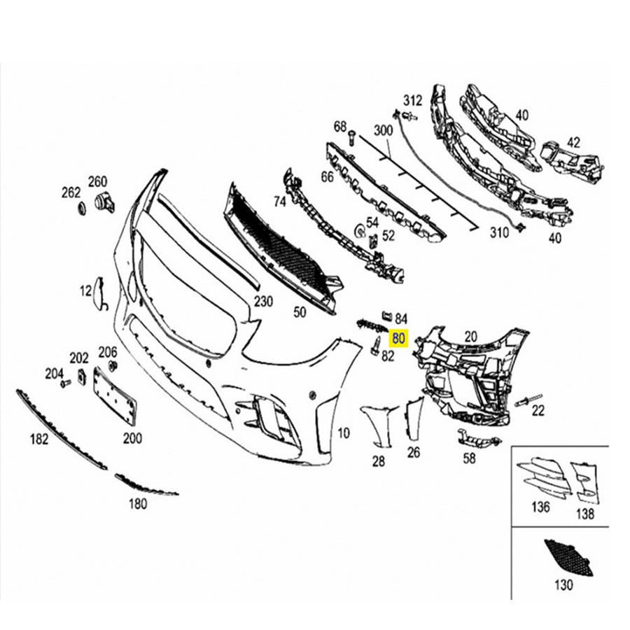 L&R Front Bumper Support Retainer High Quality For Mercedes C200 C300 2015-2021