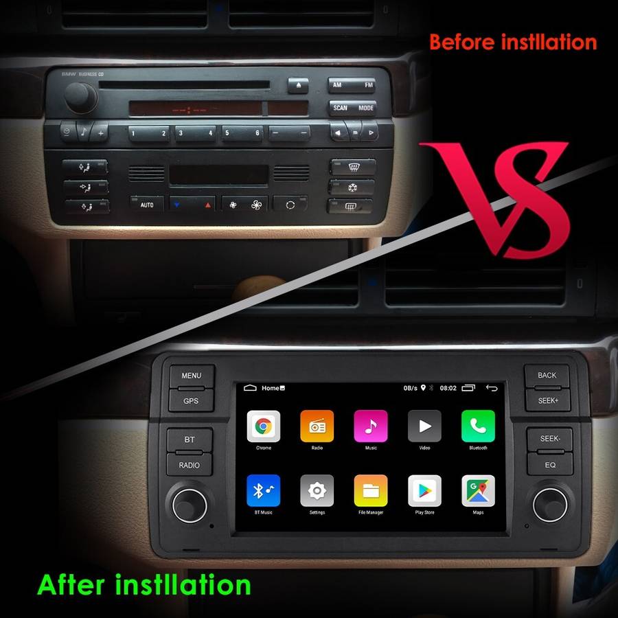 For BMW E46 320/325i/328i 7" Android 12 Car Radio SWC GPS Navigation Stereo WIFI