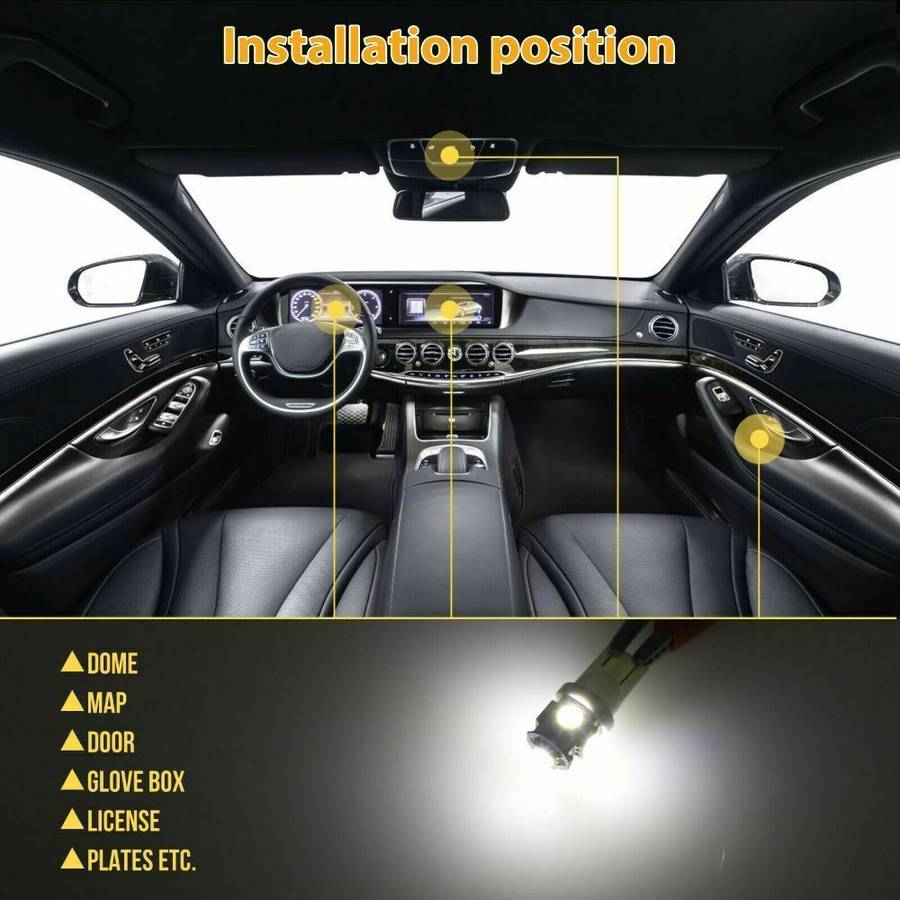 42pcs Car LED Interior White Combo Map Dome Door Trunk License Plate Light Bulbs