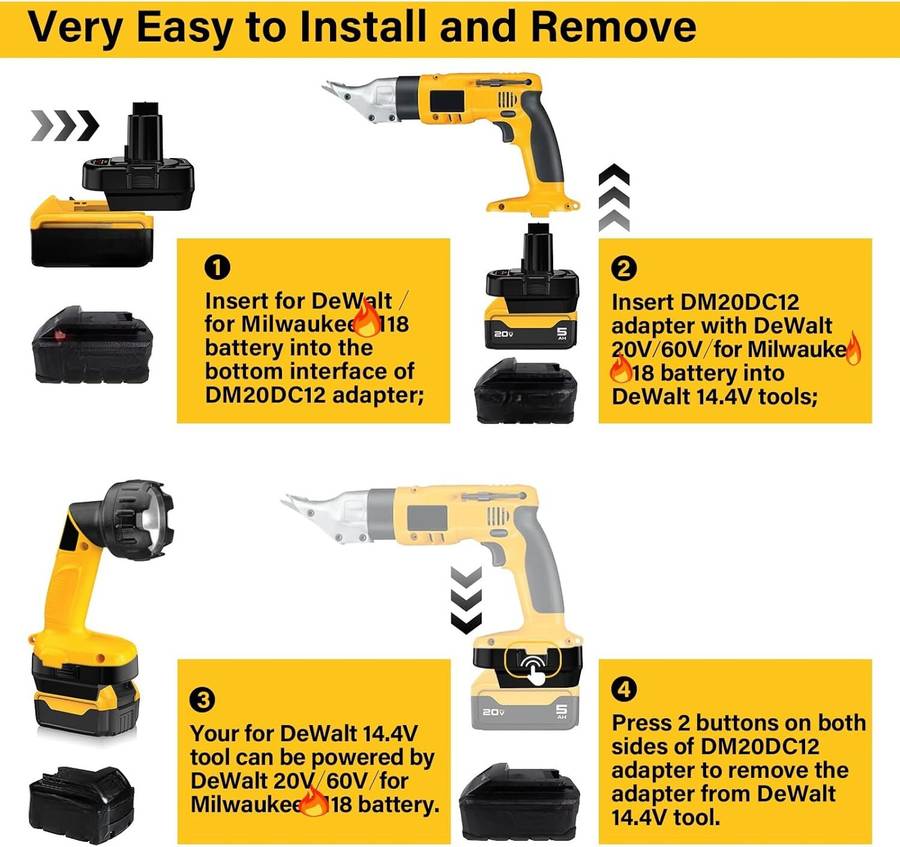 Adapter for Dewalt for Milwaukee 18V Battery Converter to for Dewalt 12V tools