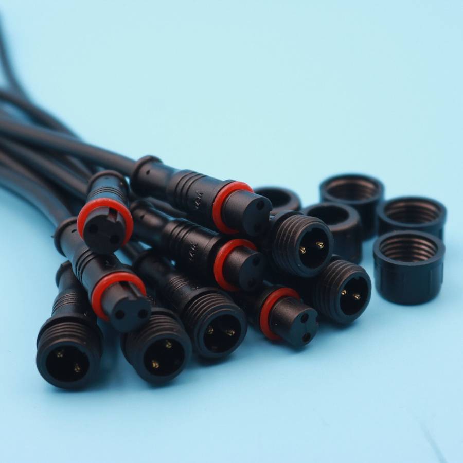 5Pairs 2Pin IP65 Waterproof-Connector 0.3mm Male & Female Black-Cable 22AWG