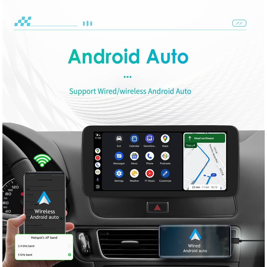 Wireless CarPlay Radio 10.33" for Audi Q5 2009-15 Android 12 Car GPS WiFi Player
