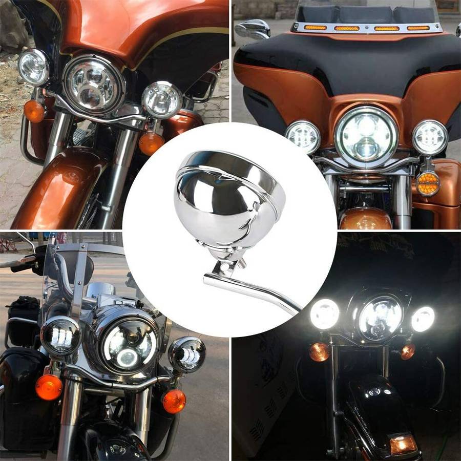 4-1/2 Inch 4.5'' Chrome LED Passing Light Housing Motorcycle Front Fog Lamp