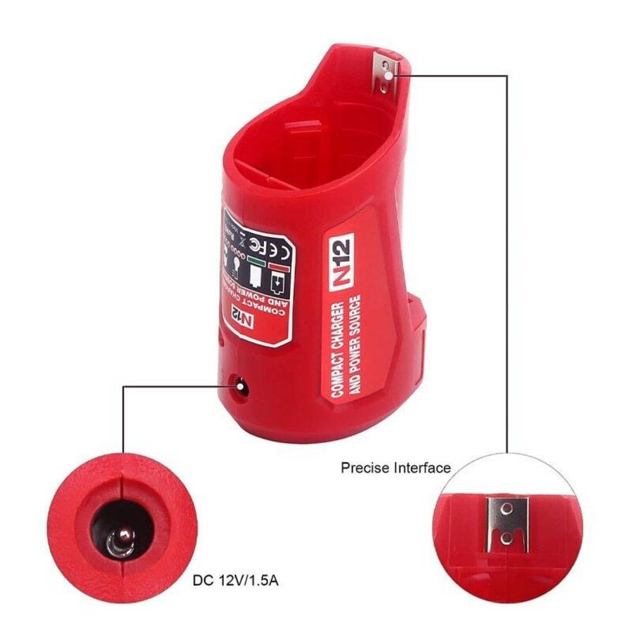 USB Charger Adapter Power Source For Milwaukee 12V Li-ion Battery 48-59-1201 N12