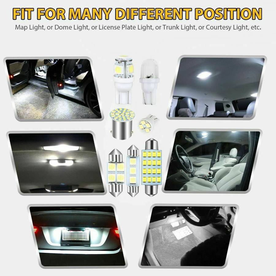 42pcs Car LED Interior White Combo Map Dome Door Trunk License Plate Light Bulbs