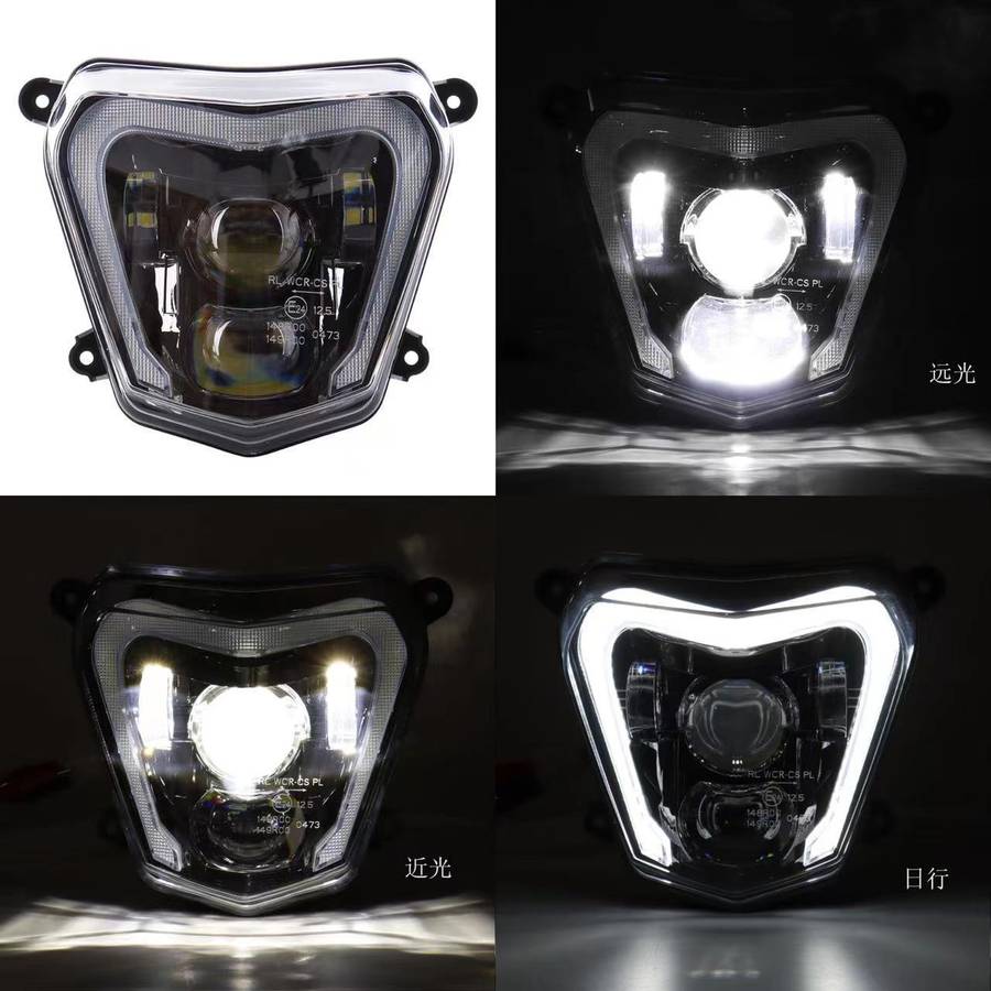 LED Headlight Hi/Low w/Angel Eyes DRL Assembly Kit For KTM Duke 690 2012-2019