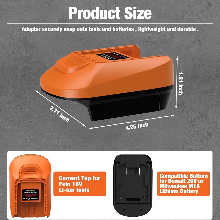 Adapter for Fein 18V Tools for Dewalt 20V Battery to for Fein 18V Cordless Tool