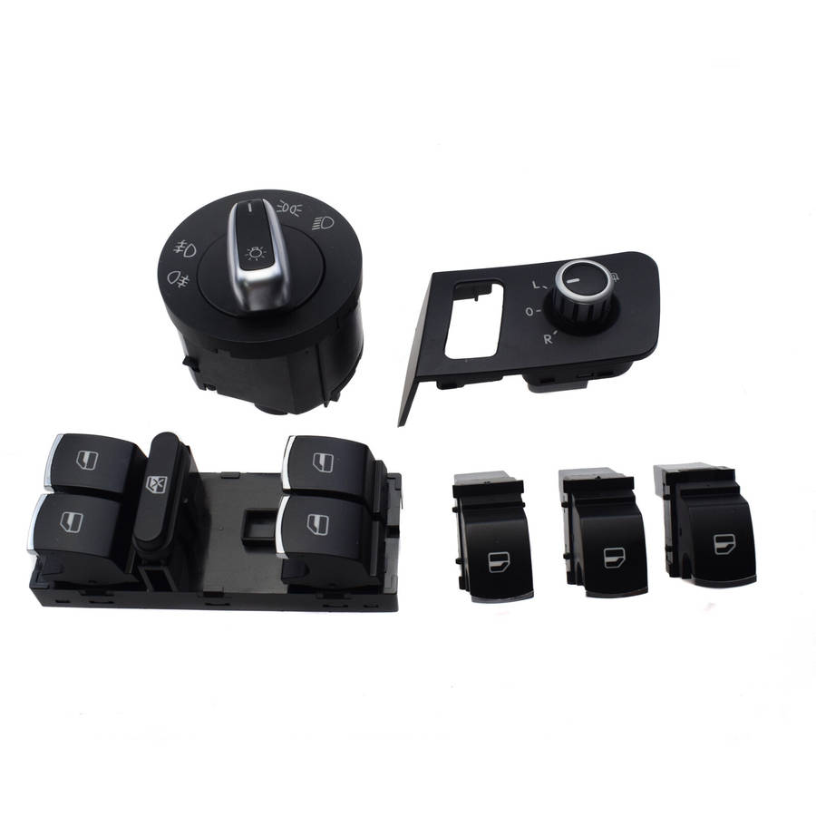 SET For VW Chrome Window Mirror & Headlight Lamp Control Switch Button 5ND959857