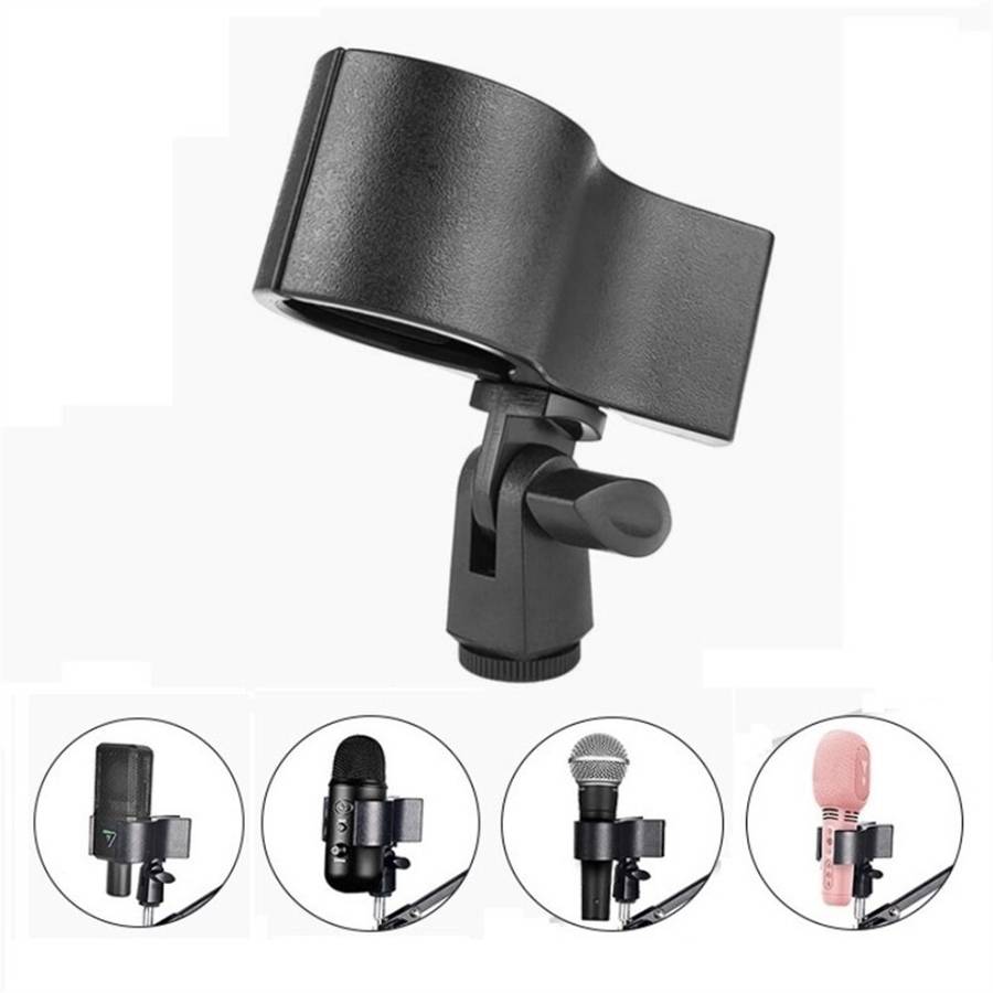 Large Microphone-Clip Clamp Holder With 3/8 Adapter For 3.2-6.8CM Mic