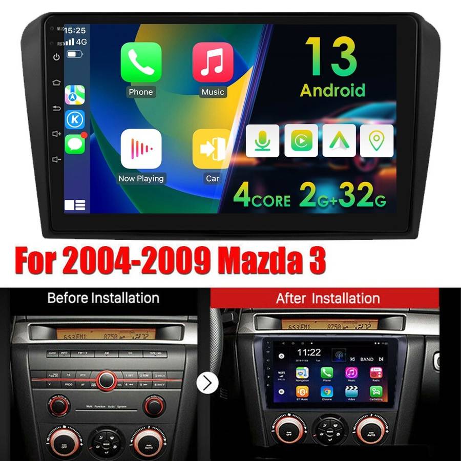 9"For Mazda 3 2004-2009 Carplay Radio GPS Stereo Android 13 2+32GB Navi RDS Wifi