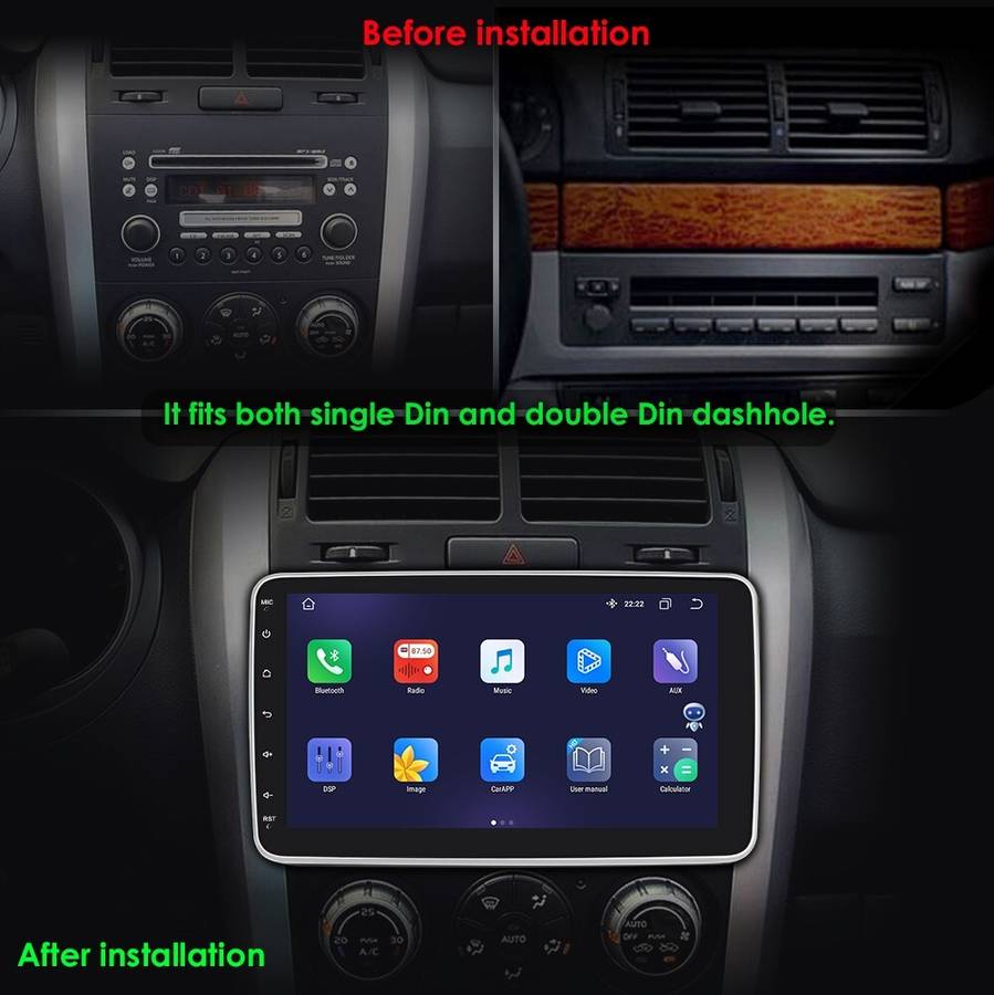4+64GB 10.1" Rotatable Android 12 Carplay Single DIN Car Stereo Radio GPS DSP AI