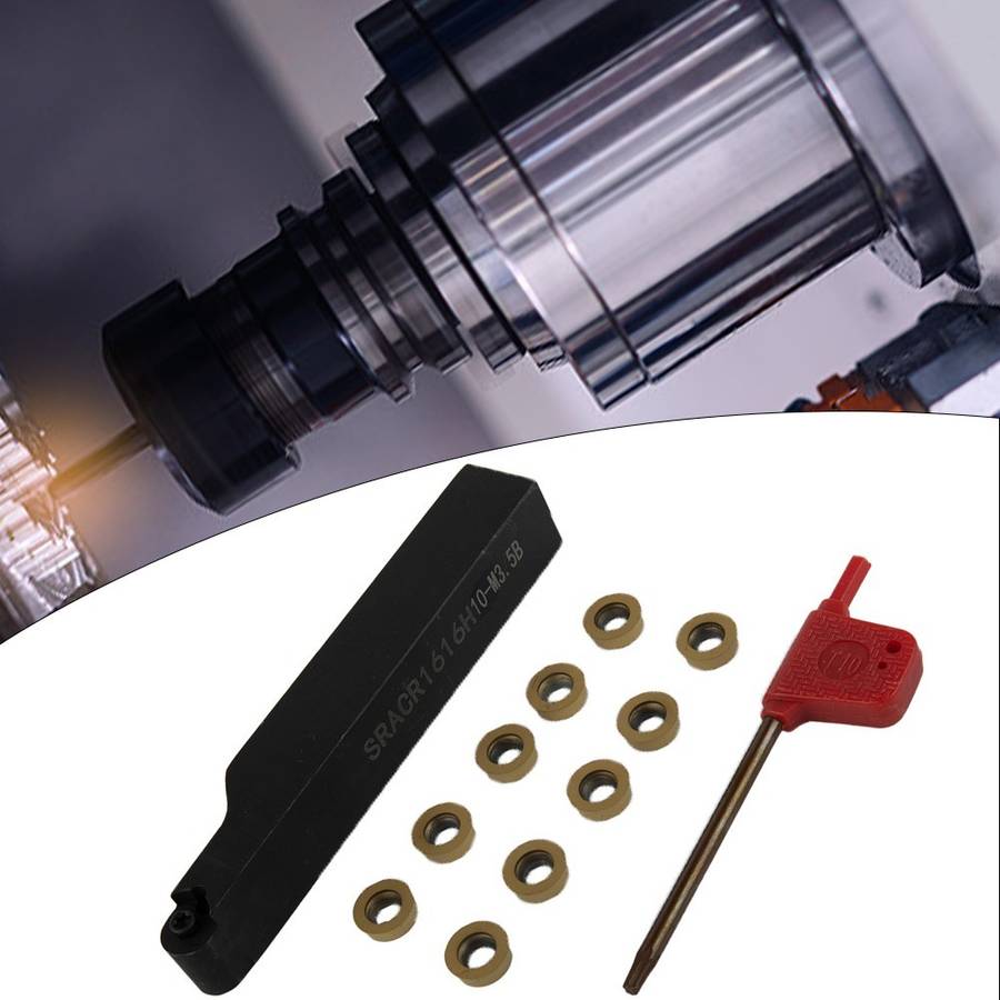 5/8 SRACR1616H10 Lathe External Turning Tool Holder +RCMT10T3MO Inserts,R5-Rou